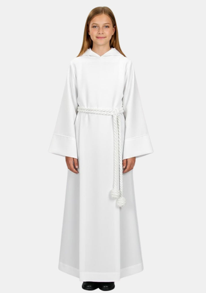 Bella White Hooded Server Alb for Girls
