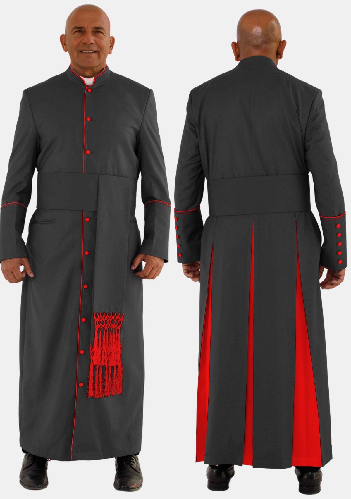 Bigtha Black with Red eClergy Robe for Men