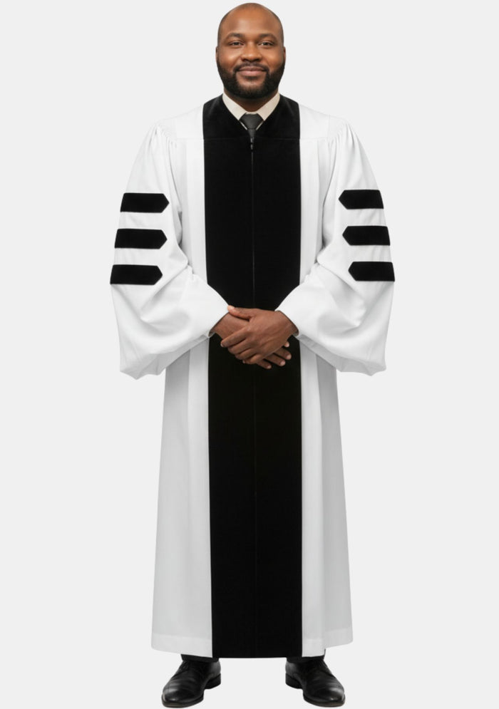 James Pulpit Robe for Men White and Black