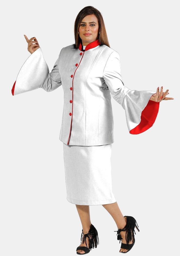 eClergy's Suit Flared Sleeve White Red