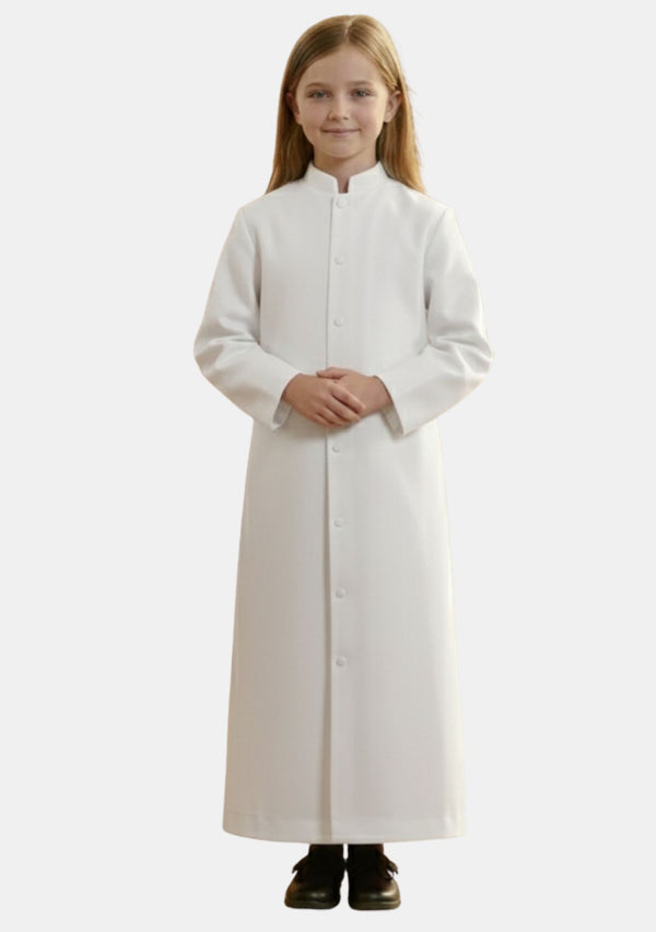 Madilyn White Altar Assistant Cassock for Girls