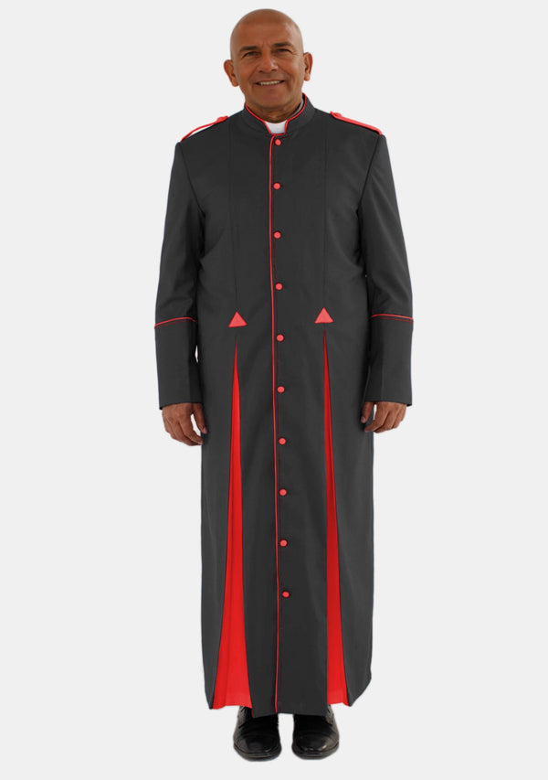 Abiud Clergy Robe for Men Black with Red Contrast