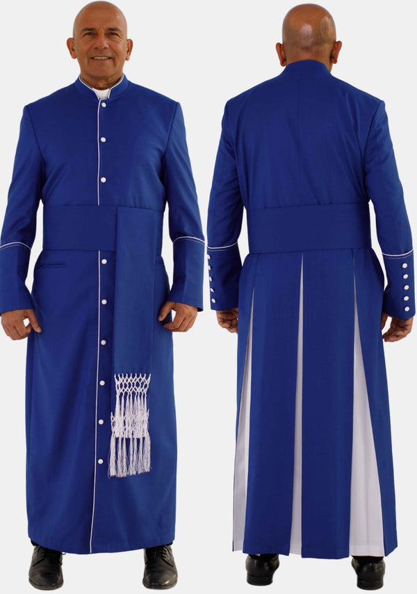 Royal Blue with White eClergys Robe for Men