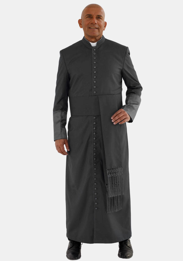 Andronicus Mens Roman Cassock Black with Satin Cuff