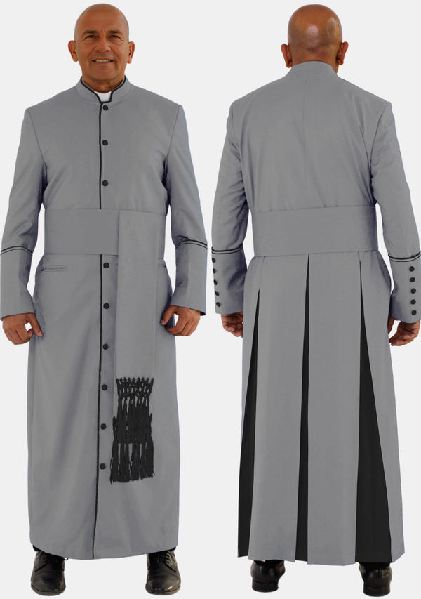 Gray With Black eClergys Robe For Men