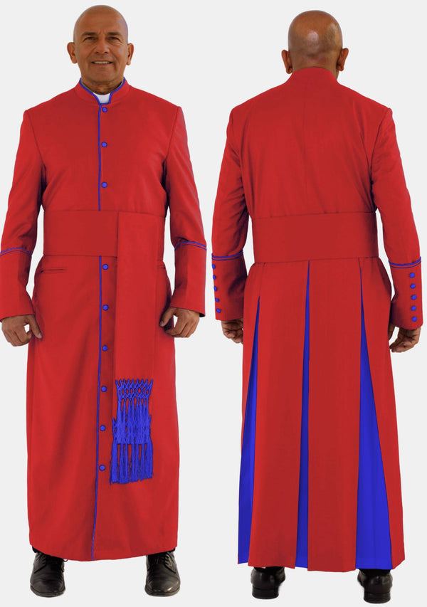 eClergys Red Robe with Royal Blue Trim for Men
