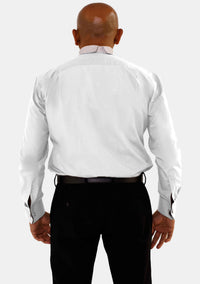 Banded Collar Long Sleeve White Clergy Shirt for Men