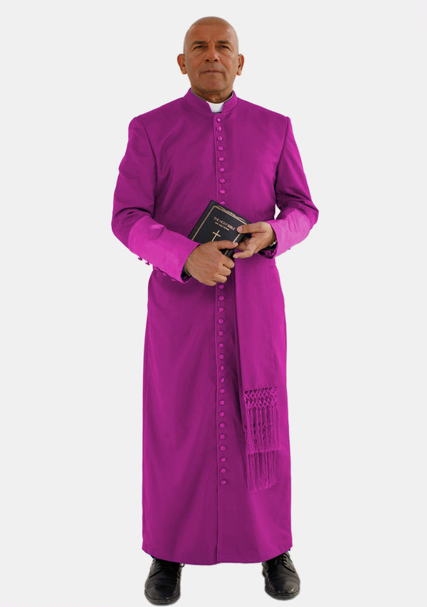 Barnabas Mens Roman Cassock Red Purple with Satin Cuff