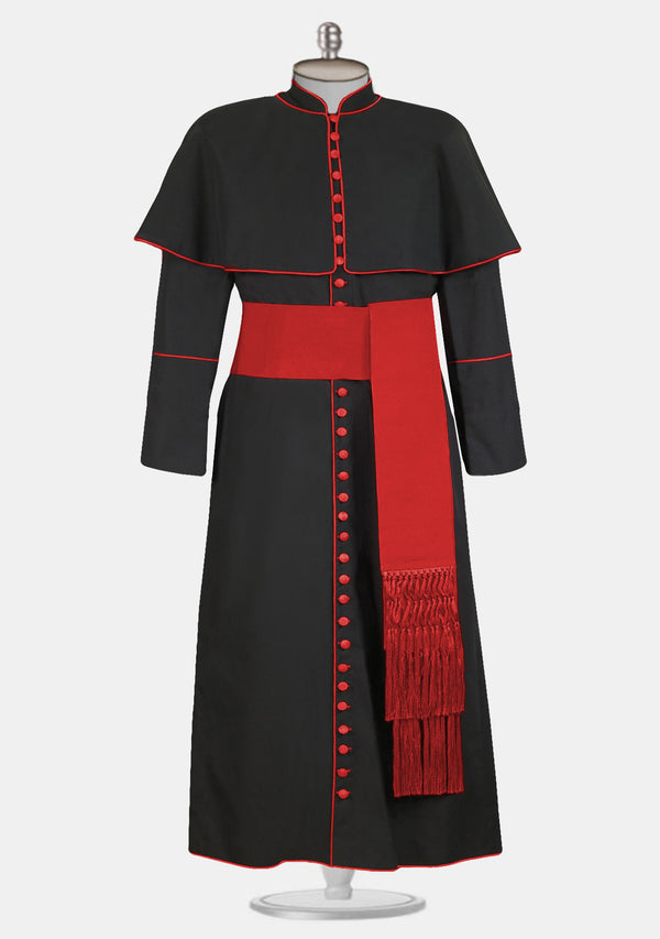 Religious Black Cassock with Shoulder Cap for Worship