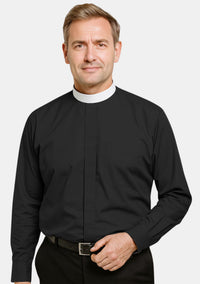 Black Clergy Shirt Full Collar
