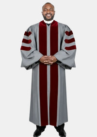 Calvin Pulpit Robe for Men Gray and Red
