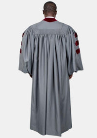 Calvin Pulpit Robe for Men Gray and Red