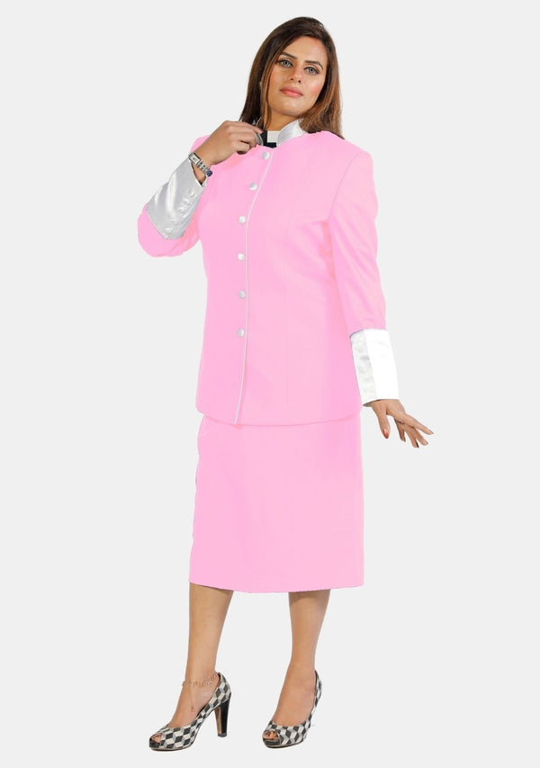 eClergy's Pink White Clerical Skirt Suit