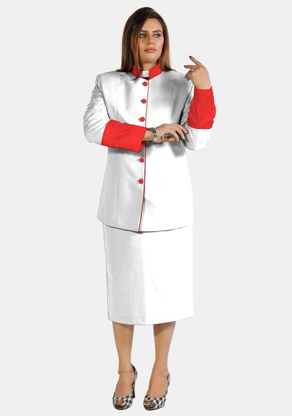 eClergy's White Red Clerical Skirt Suit