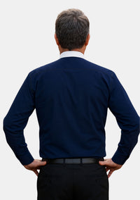 Eliakim Full Collar Long Sleeve Navy Blue Clergy Shirt for Men