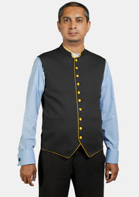Eloquent Black Clergy Vest with Contrast Trim