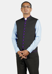 Eloquent Black Clergy Vest with Contrast Trim