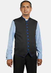 Eloquent Black Clergy Vest with Contrast Trim