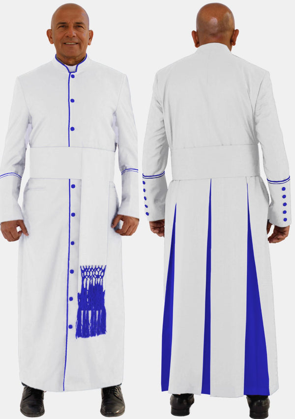 White with Royal Blue Mens eClergys Robe