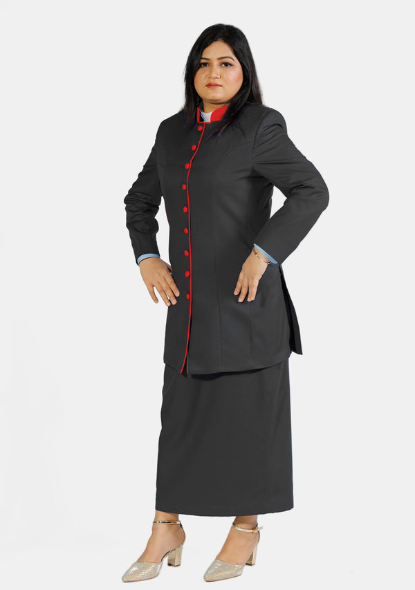 Female Black Ministerial Suit with Contrast
