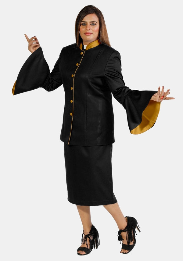 eClergys's Suit Flared Sleeve Black Gold
