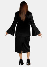 eClergys's Suit Flared Sleeve Balck Purple