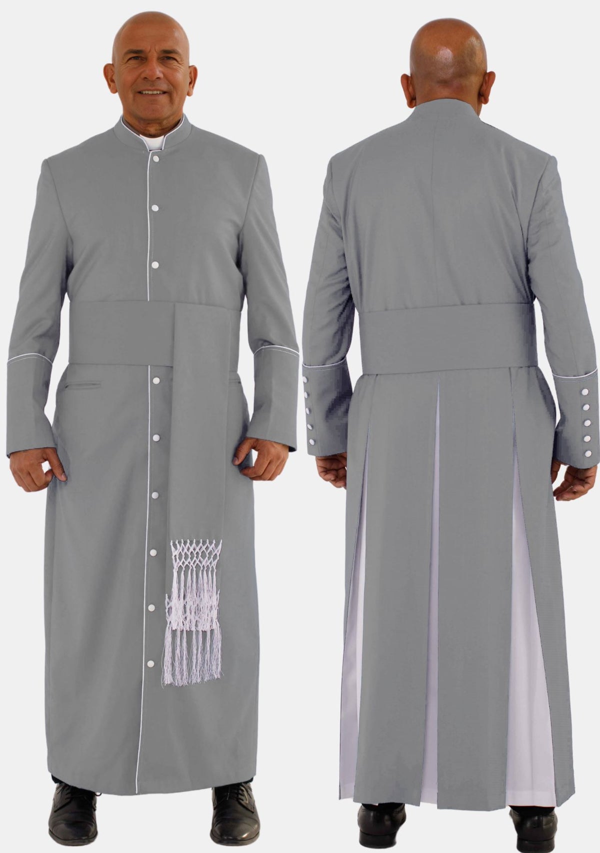 Gray With White eClergys Robe for Men