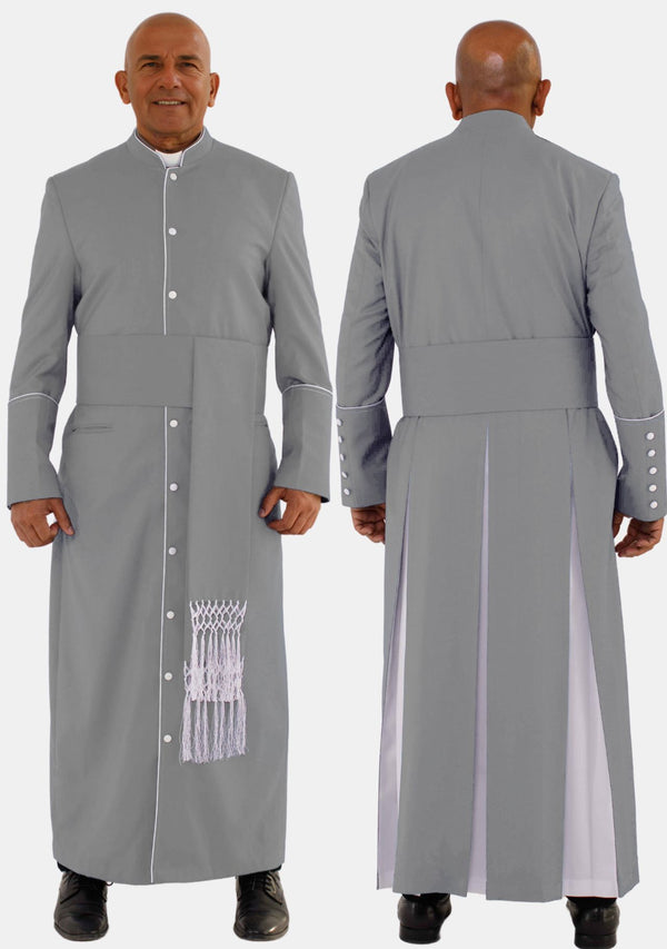 Gray With White eClergys Robe for Men