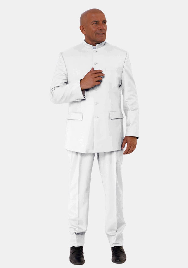 Godlyness White Banded Collar Cleric Suit