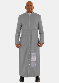 Gray With White eClergys Robe for Men