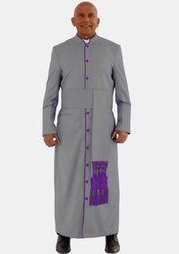 Gray with Roman Purple eClergys Men Robe