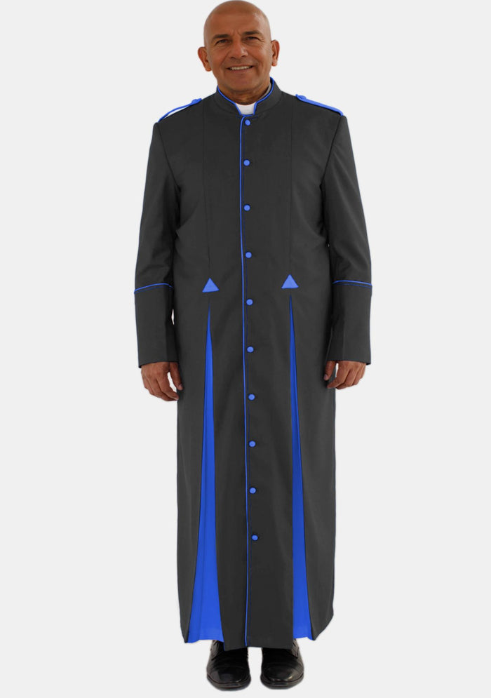 Clergy Robe for Men Black and Royal Blue