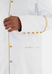 White and Gold Clerical Robe for Men