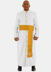 White and Gold Clerical Robe for Men