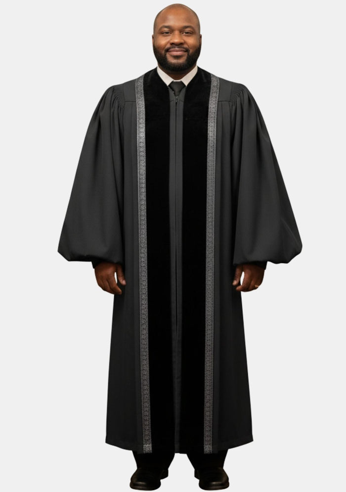 Jeremy Pulpit Robe for Men Black and Silver