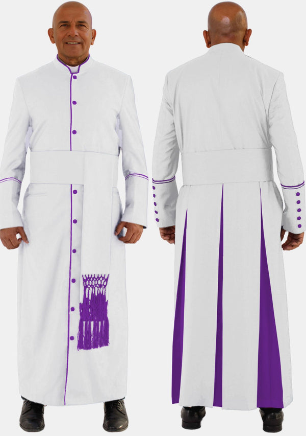 Mens White and Purple eClergys Robe