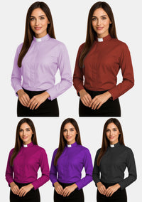 Ladies Tab Collar Clergy Shirt Long Sleeves