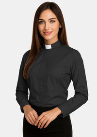 Ladies Tab Collar Clergy Shirt Long Sleeves