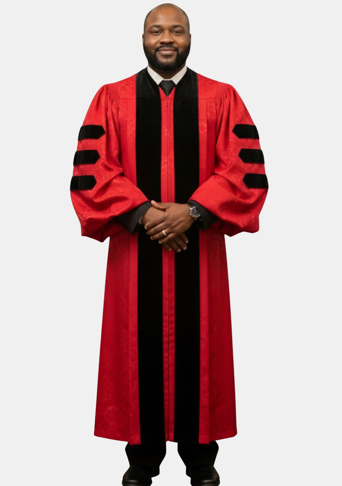 Gad Pulpit Robe for Men Red and Black
