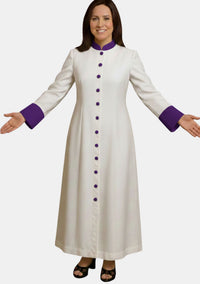 Lydia White with Roman Purple Women Clergy Robe