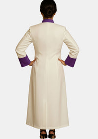Lydia White with Roman Purple Women Clergy Robe