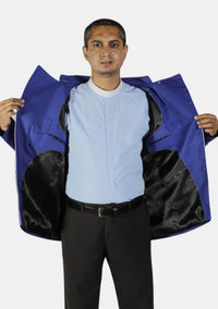 Royal Blue with White Trim Double Breasted Pastor Jacket