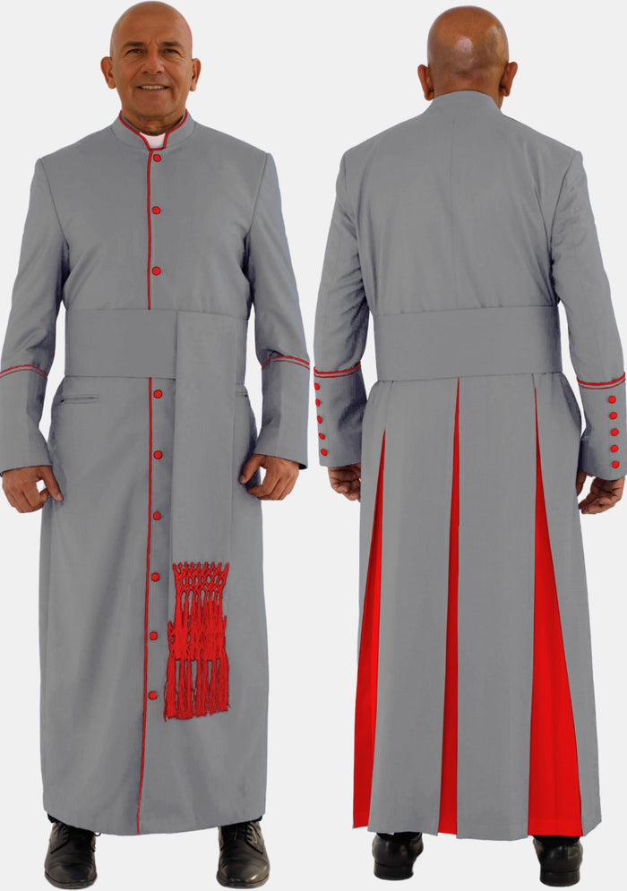 Gray With Red eClergys Men Robe