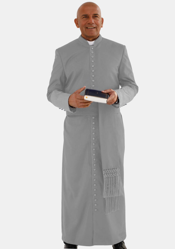 Nathanael Mens Roman Cassock Grey with Satin Cuff