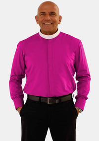 Neckband Collar Long Sleeve Red Purple Shirt for Bishops