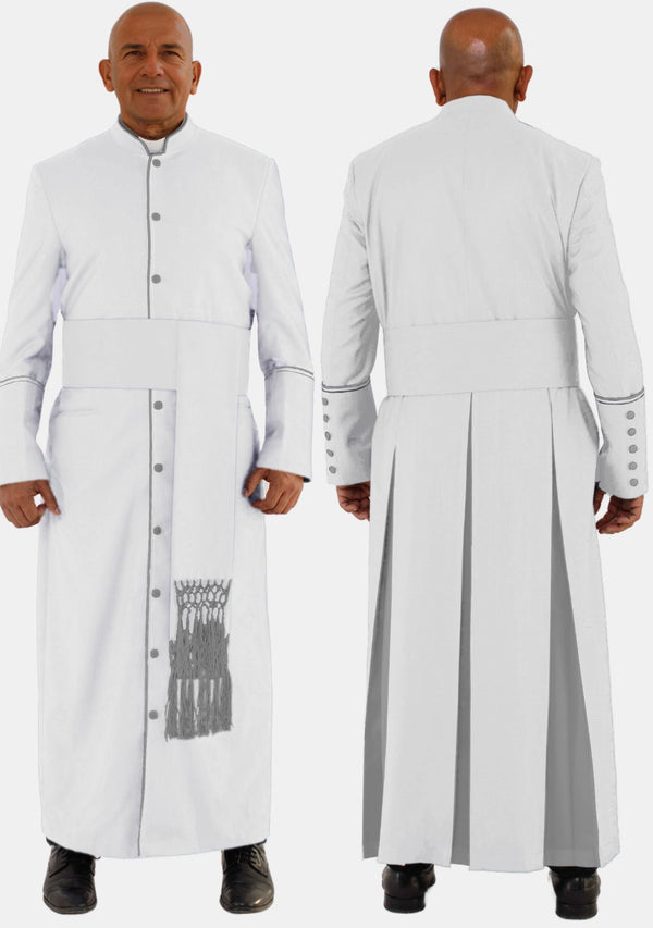 White with Gray Cleric Robe for Men