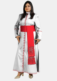 Purely Pious White Cassock with Red Piping For Women