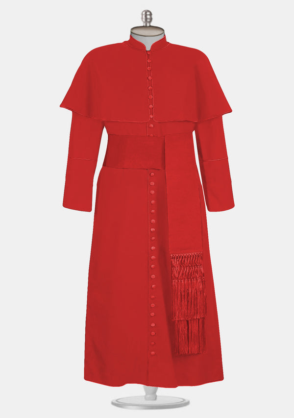 Roman Red Cassock with Matching Trims and Shoulder Cape