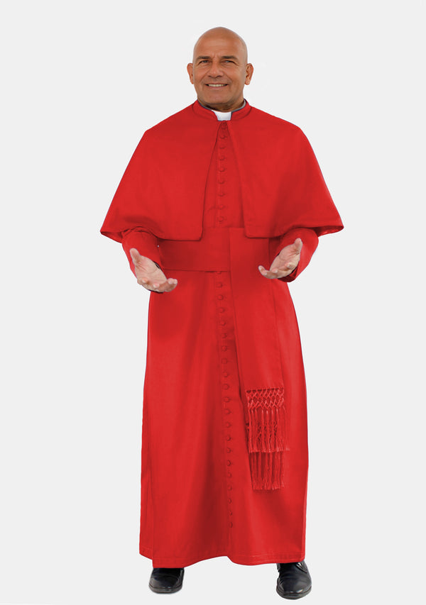 Gideon Vermilion Roman Cassock with Shoulder Cape for Men