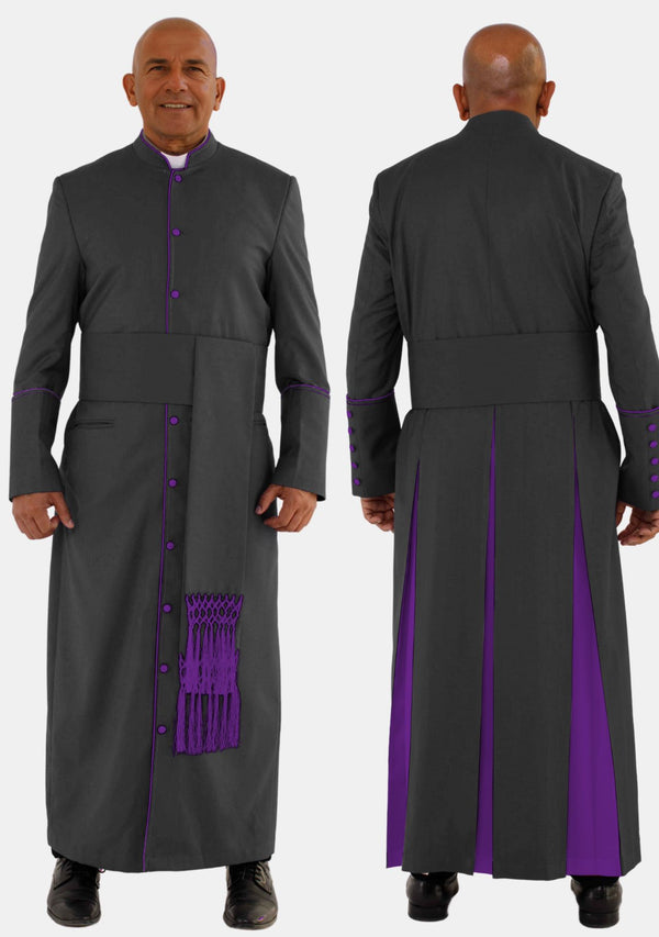 Black with Roman Purple eClergys Robe for Men